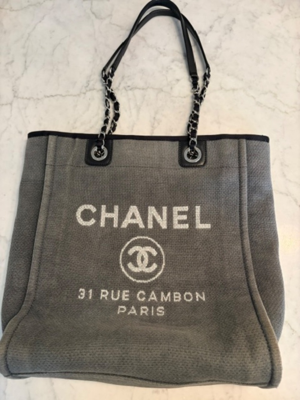 Chanel Deauville North South Grey Tote Bag